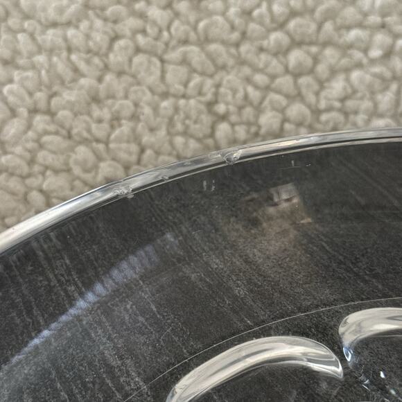Large Dimpled HOYA Thumbprint Mid-Century Art Glass Crystal Bowl Tray 12.5” - Picture 7 of 7